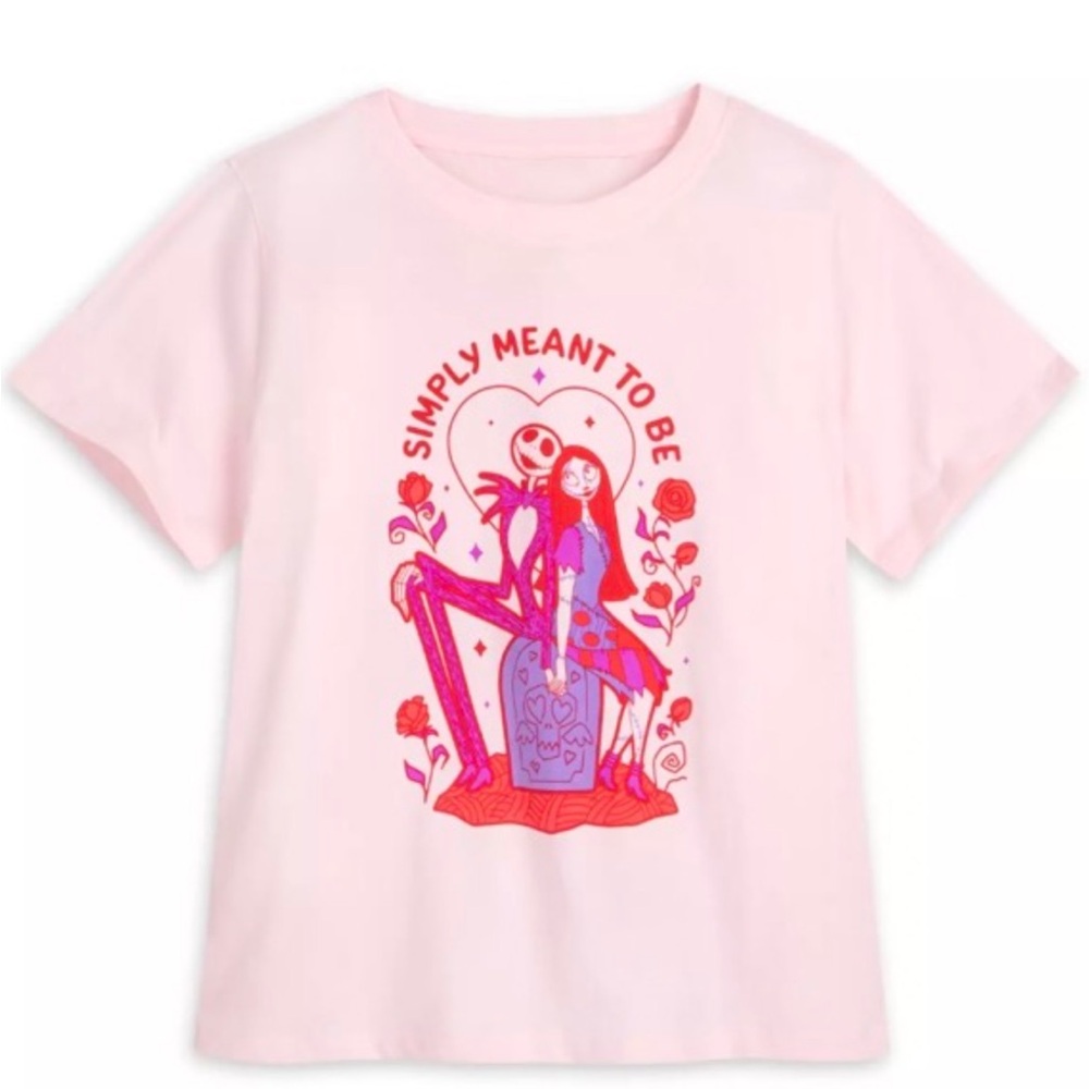 Jack Skellington and Sally Valentine's Day T-shirt Tee XL Pink, cotton Disney